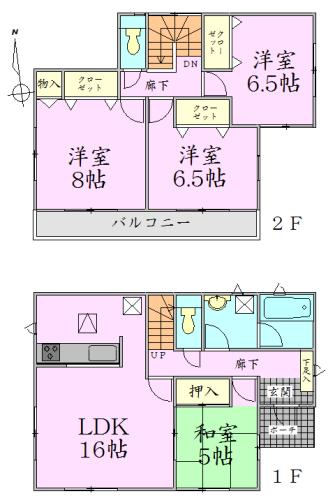 Floor plan. 21.9 million yen, 4LDK, Land area 180.39 sq m , Building area 98.01 sq m