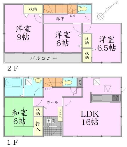 Floor plan. 32,500,000 yen, 4LDK, Land area 350 sq m , Building area 105.98 sq m