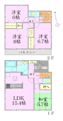 Floor plan. 18.9 million yen, 4LDK, Land area 210.15 sq m , Building area 96.39 sq m