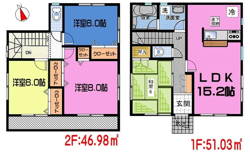 Floor plan. (1 Building), Price 19.9 million yen, 4LDK, Land area 187.86 sq m , Building area 98.01 sq m