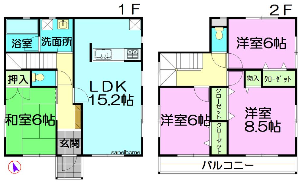 Floor plan. (Building 2), Price 21.9 million yen, 4LDK, Land area 164.56 sq m , Building area 98.01 sq m