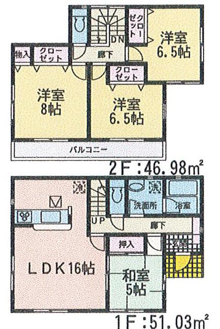 Floor plan. (3 Building), Price 19.9 million yen, 4LDK, Land area 264.97 sq m , Building area 98.01 sq m