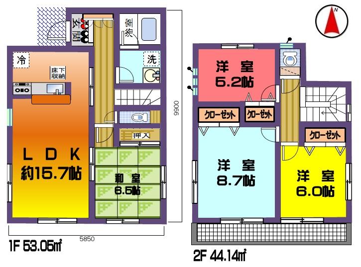 Floor plan. (4 Building), Price 15.9 million yen, 4LDK, Land area 155.49 sq m , Building area 97.19 sq m