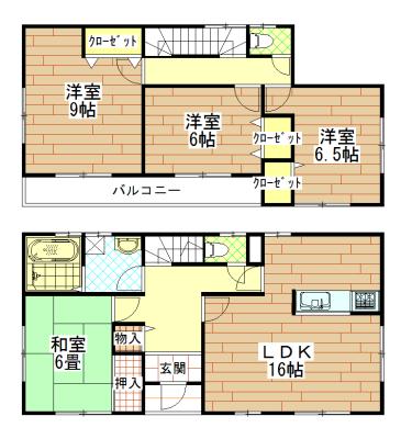 Floor plan. 32,500,000 yen, 4LDK, Land area 350 sq m , Building area 105.98 sq m