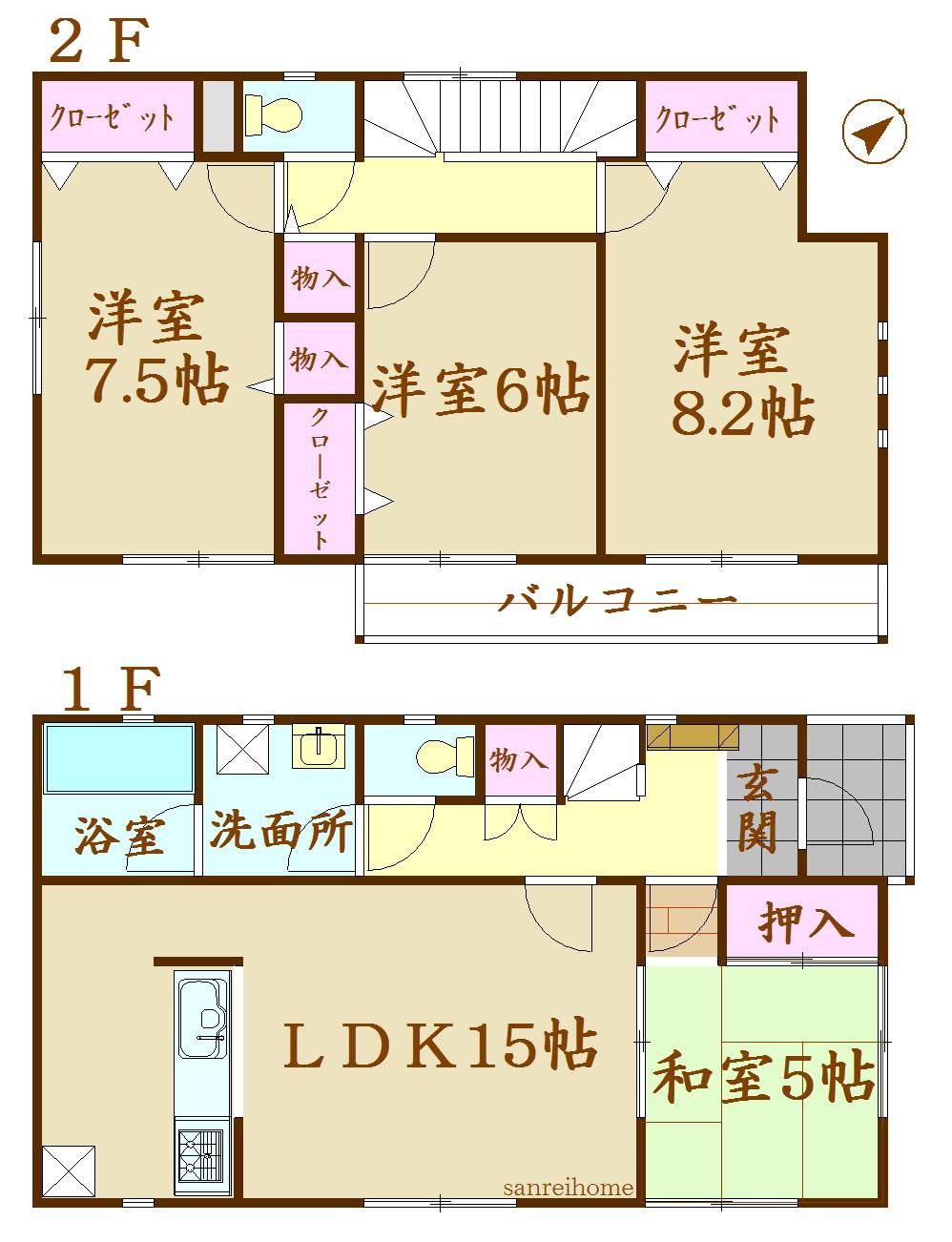 Floor plan. (1 Building), Price 19.9 million yen, 4LDK, Land area 180.99 sq m , Building area 98.01 sq m