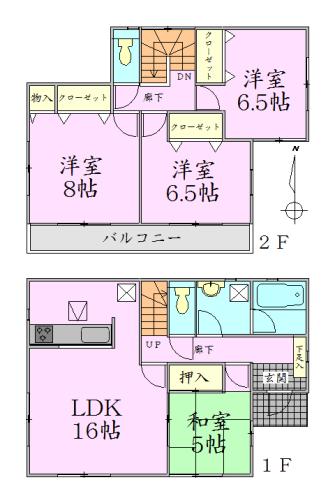 Floor plan. 16,900,000 yen, 4LDK, Land area 264.97 sq m , Building area 98.01 sq m
