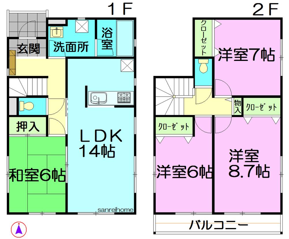 Floor plan. 17.5 million yen, 4LDK, Land area 165.06 sq m , Building area 98.01 sq m