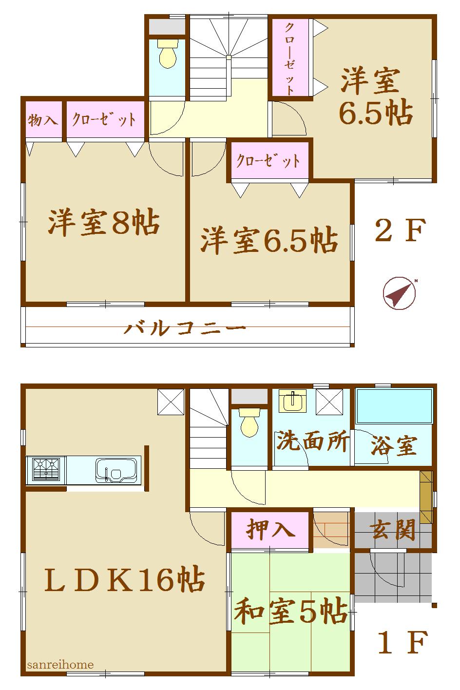 Floor plan. (3 Building), Price 19.9 million yen, 4LDK, Land area 264.97 sq m , Building area 98.01 sq m