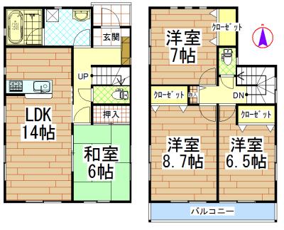 Floor plan. 17.5 million yen, 4LDK, Land area 165.06 sq m , Building area 98.01 sq m