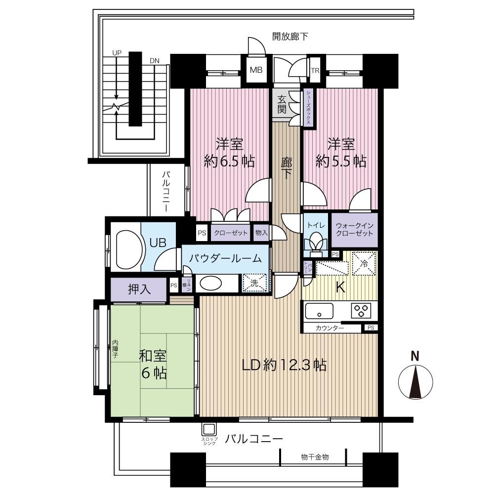 Floor plan. 3LDK, Price 23.8 million yen, Occupied area 76.02 sq m , Balcony area 17.07 sq m