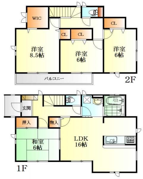 Floor plan. 24,800,000 yen, 4LDK, Land area 172.5 sq m , Building area 105.16 sq m