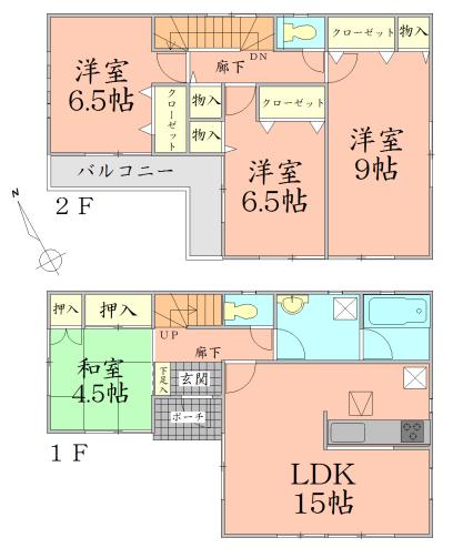 Floor plan. 21.9 million yen, 4LDK, Land area 143.24 sq m , Building area 98.01 sq m