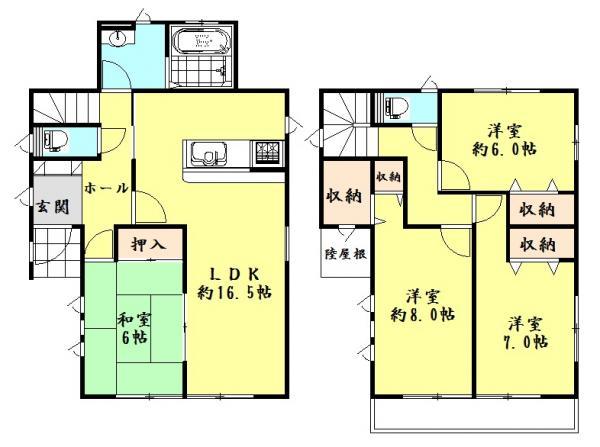 Floor plan. 23.8 million yen, 4LDK, Land area 168.44 sq m , Building area 105.99 sq m