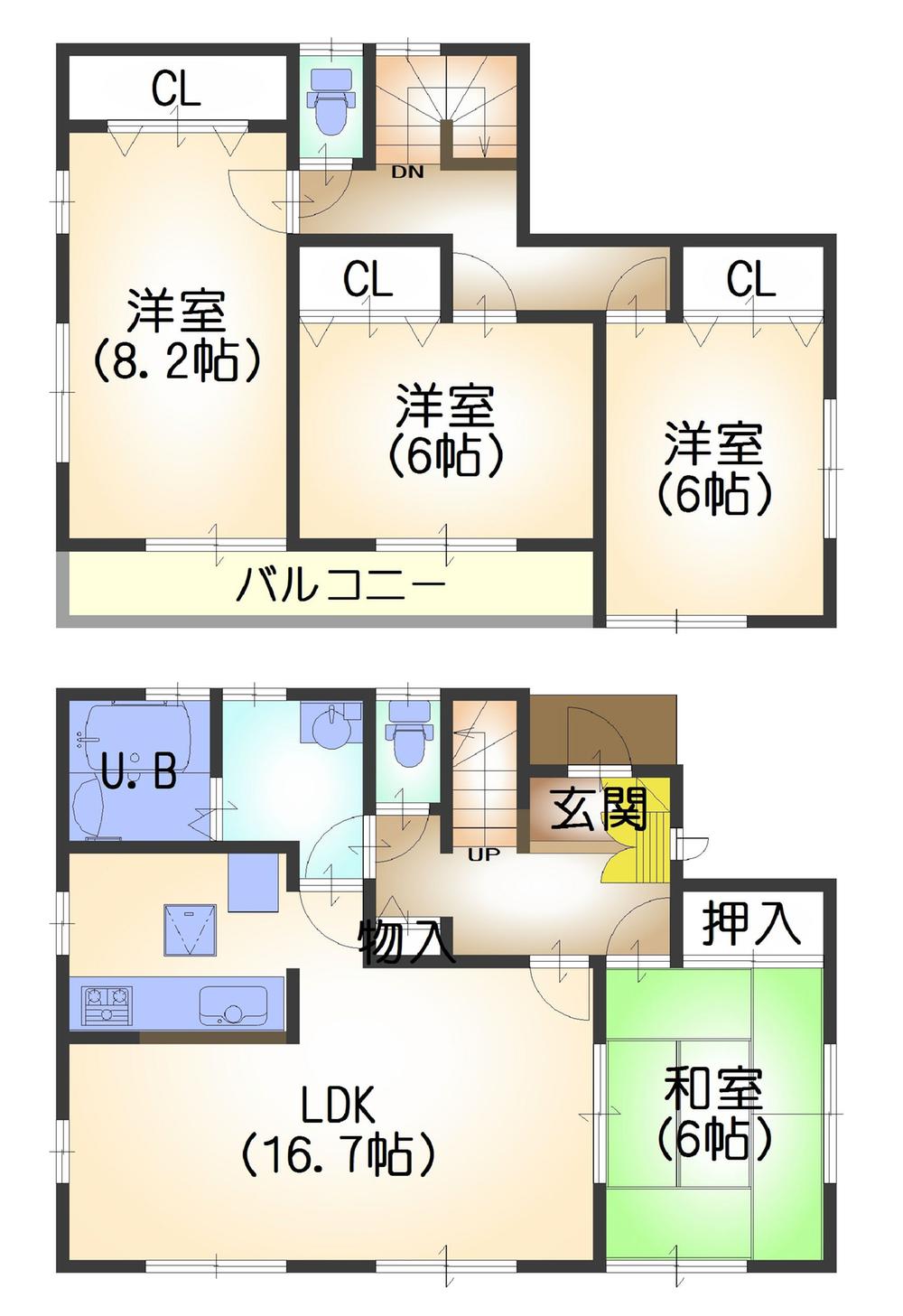 Floor plan. 23.8 million yen, 4LDK, Land area 211.12 sq m , Building area 104.33 sq m