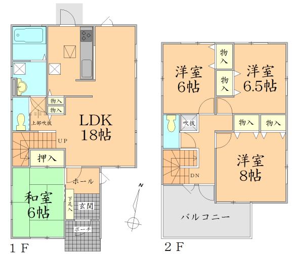 Floor plan. 27,800,000 yen, 4LDK, Land area 185.94 sq m , Building area 110.12 sq m