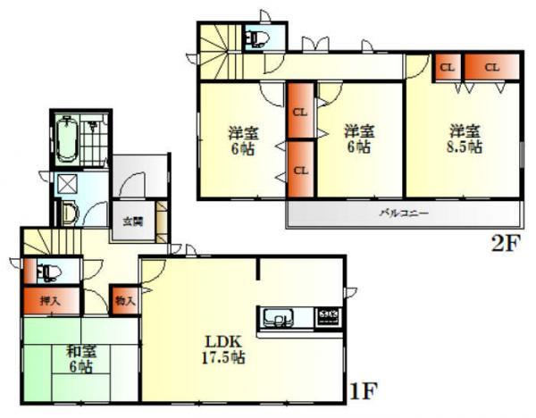 Floor plan. 27,800,000 yen, 4LDK, Land area 194.62 sq m , Building area 105.98 sq m