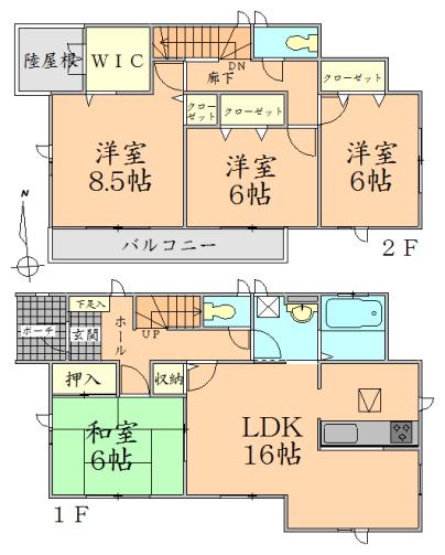 Floor plan. 24,800,000 yen, 4LDK + S (storeroom), Land area 172.5 sq m , Building area 105.16 sq m
