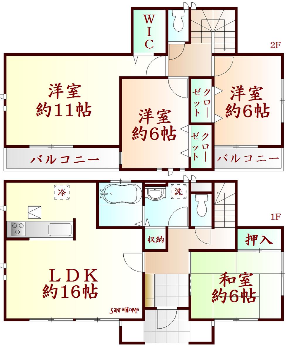 Floor plan. 27,800,000 yen, 4LDK, Land area 215.82 sq m , Building area 105.99 sq m