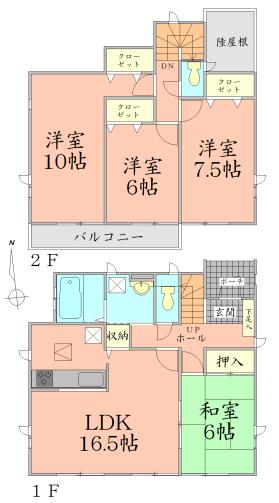 Floor plan. 27,800,000 yen, 4LDK, Land area 263.93 sq m , Building area 105.99 sq m