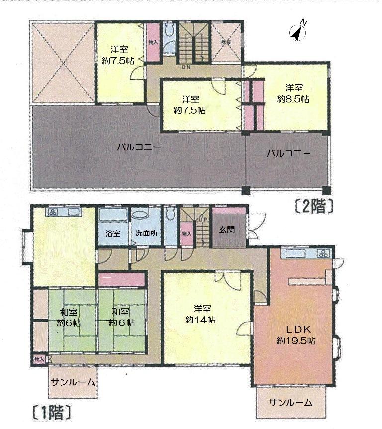 Floor plan. 39,800,000 yen, 7LDK, Land area 765 sq m , Building area 195.64 sq m