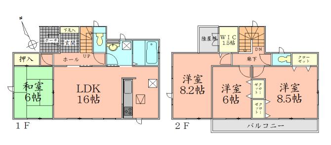 Floor plan. 27,800,000 yen, 4LDK + S (storeroom), Land area 182.31 sq m , Building area 105.99 sq m