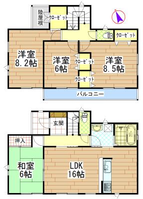 Floor plan. 27,800,000 yen, 4LDK, Land area 182.31 sq m , Building area 105.99 sq m