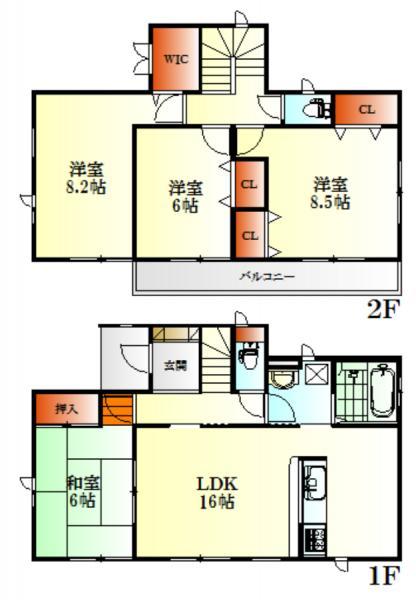 Floor plan. 25,800,000 yen, 4LDK, Land area 182.31 sq m , Building area 105.99 sq m