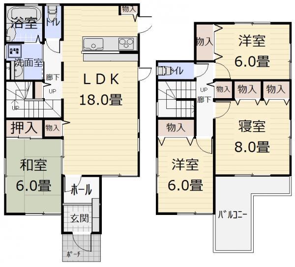 Floor plan. 27,800,000 yen, 4LDK, Land area 185.95 sq m , Building area 110.12 sq m