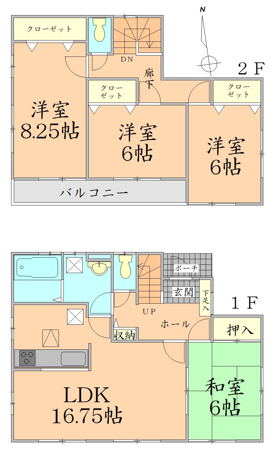 Floor plan. 23.8 million yen, 4LDK, Land area 211.12 sq m , Building area 104.33 sq m