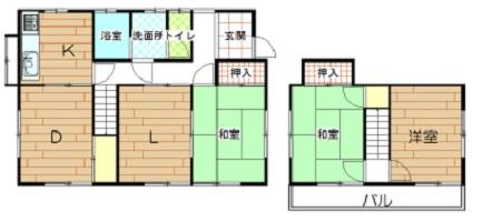 Floor plan. 15.5 million yen, 4DK, Land area 146.35 sq m , Building area 80.41 sq m