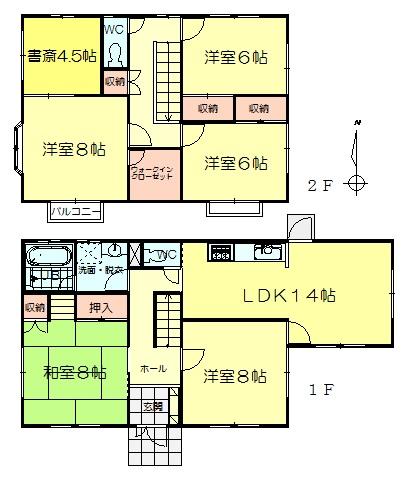 Floor plan. 19,800,000 yen, 6LDK, Land area 228.26 sq m , Building area 129.17 sq m