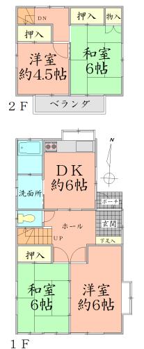 Floor plan. 16.5 million yen, 4DK, Land area 177.51 sq m , Building area 74.57 sq m