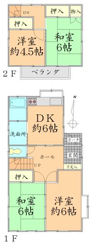 Floor plan. 16.5 million yen, 4DK, Land area 177.51 sq m , Building area 74.57 sq m