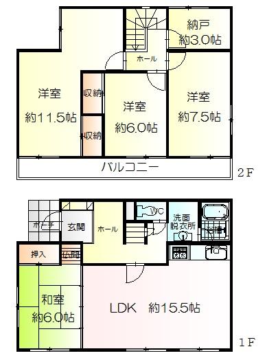 Floor plan. 23.8 million yen, 5LDK, Land area 254.6 sq m , Building area 188.02 sq m