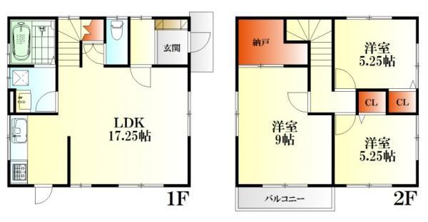 Floor plan. 20.8 million yen, 3LDK, Land area 145.86 sq m , Building area 86.94 sq m