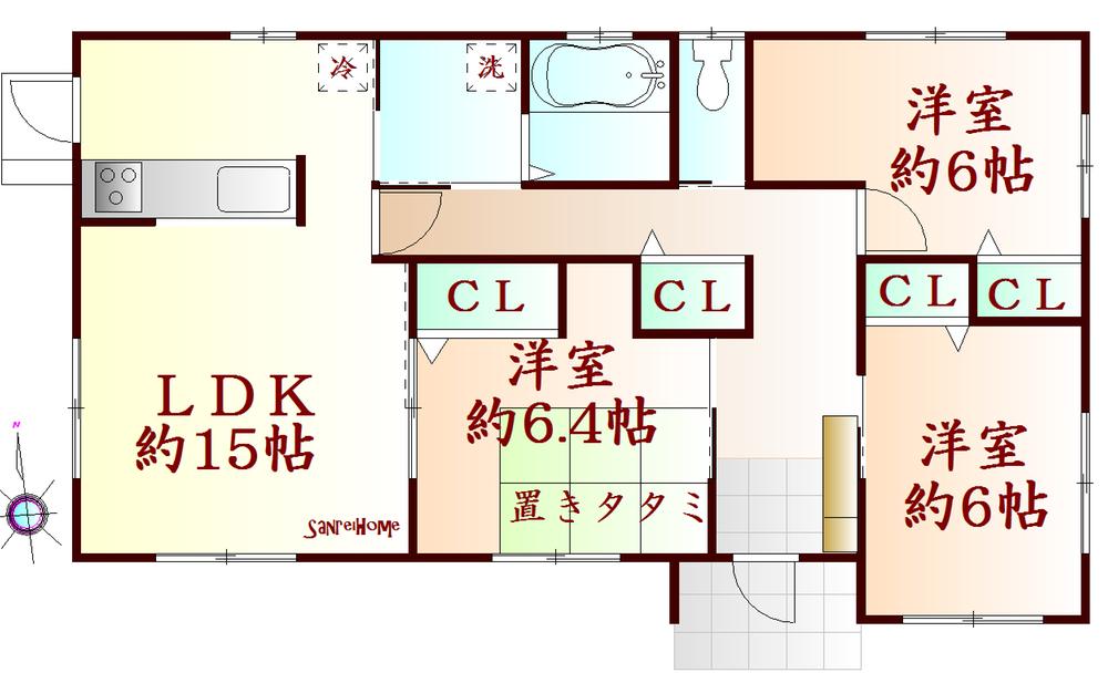 Floor plan. 22,200,000 yen, 3LDK, Land area 204.06 sq m , Building area 80.08 sq m