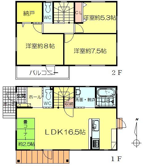 Floor plan. 29,800,000 yen, 3LDK+S, Land area 224.3 sq m , Building area 100.68 sq m