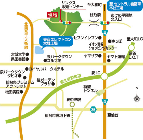 Local guide map. Local guide map / About 12 minutes by car from the subway Izumi Chuo Station "Mori town" to the (about 8km). Access nimble town adjacent to the national highway Route 4