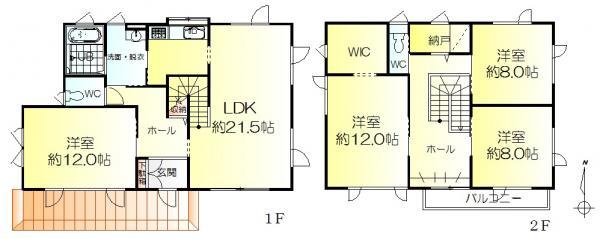 Floor plan. 26,800,000 yen, 4LDK+S, Land area 271.66 sq m , Building area 152.36 sq m