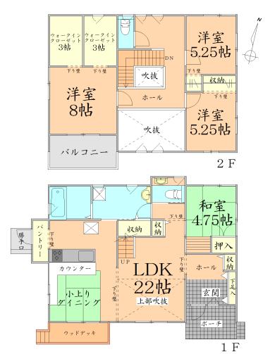 Floor plan. 32 million yen, 4LDK + 2S (storeroom), Land area 225.07 sq m , Building area 131.13 sq m