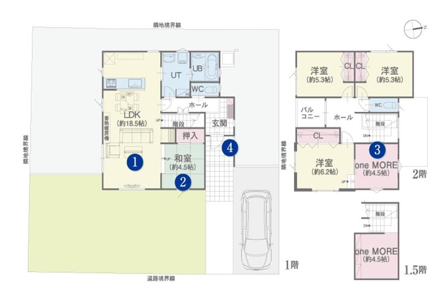 Floor plan. (Mori 乃橋 3-18-9), Price 32,800,000 yen, 4LDK+S, Land area 225.61 sq m , Building area 110.76 sq m