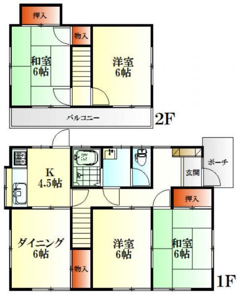 Floor plan. 15.5 million yen, 4DK, Land area 146.35 sq m , Building area 80.41 sq m