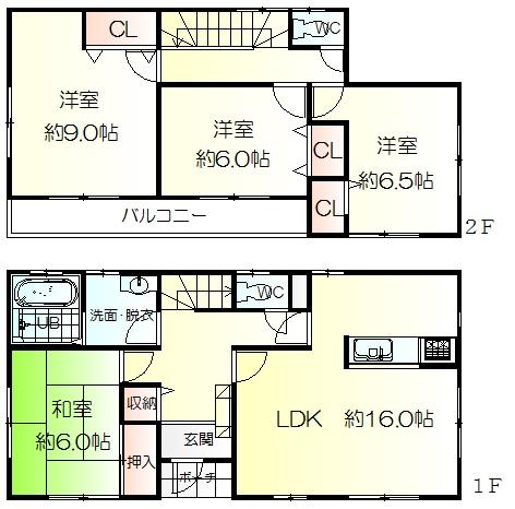 Floor plan. 26.5 million yen, 4LDK, Land area 169.62 sq m , Building area 105.98 sq m