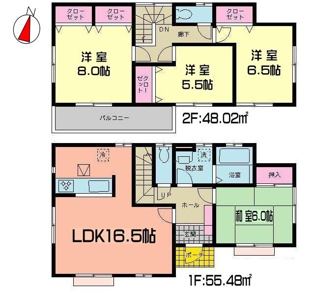 Floor plan. (Building 2), Price 22,800,000 yen, 4LDK, Land area 203.63 sq m , Building area 103.5 sq m