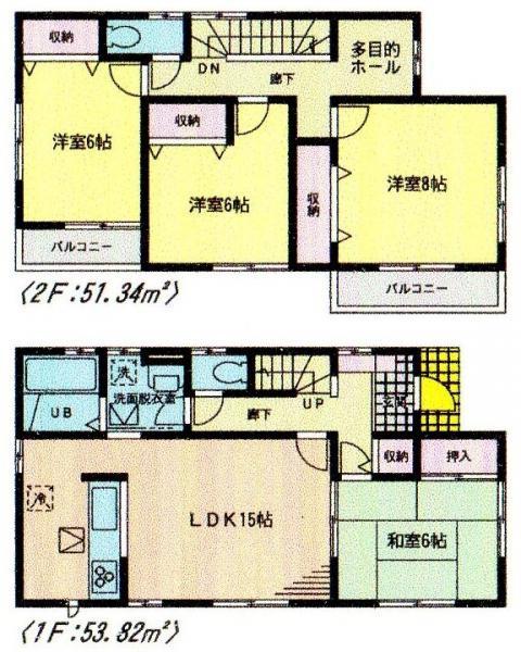 Floor plan. 22,400,000 yen, 4LDK, Land area 172.36 sq m , Building area 105.16 sq m
