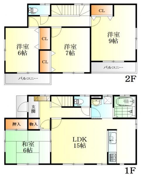 Floor plan. 25,500,000 yen, 4LDK, Land area 165.92 sq m , Building area 104.33 sq m