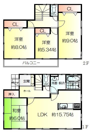 Floor plan. 25,800,000 yen, 4LDK, Land area 165.76 sq m , Building area 105.99 sq m