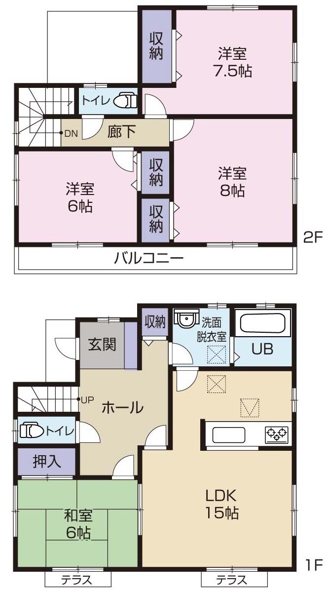 Floor plan. 24.5 million yen, 4LDK, Land area 168.07 sq m , Building area 105.99 sq m 21 Building Floor plan.