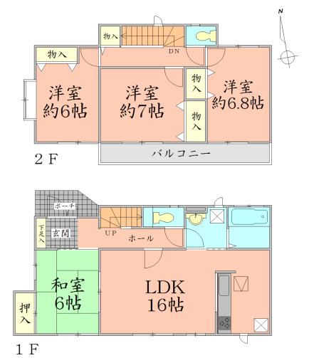 Floor plan. 18,800,000 yen, 4LDK, Land area 143.83 sq m , Building area 100.6 sq m