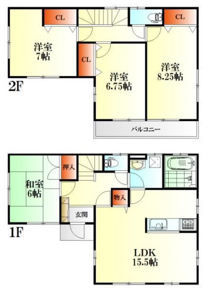 Floor plan. 26.5 million yen, 4LDK, Land area 165.16 sq m , Building area 102.67 sq m